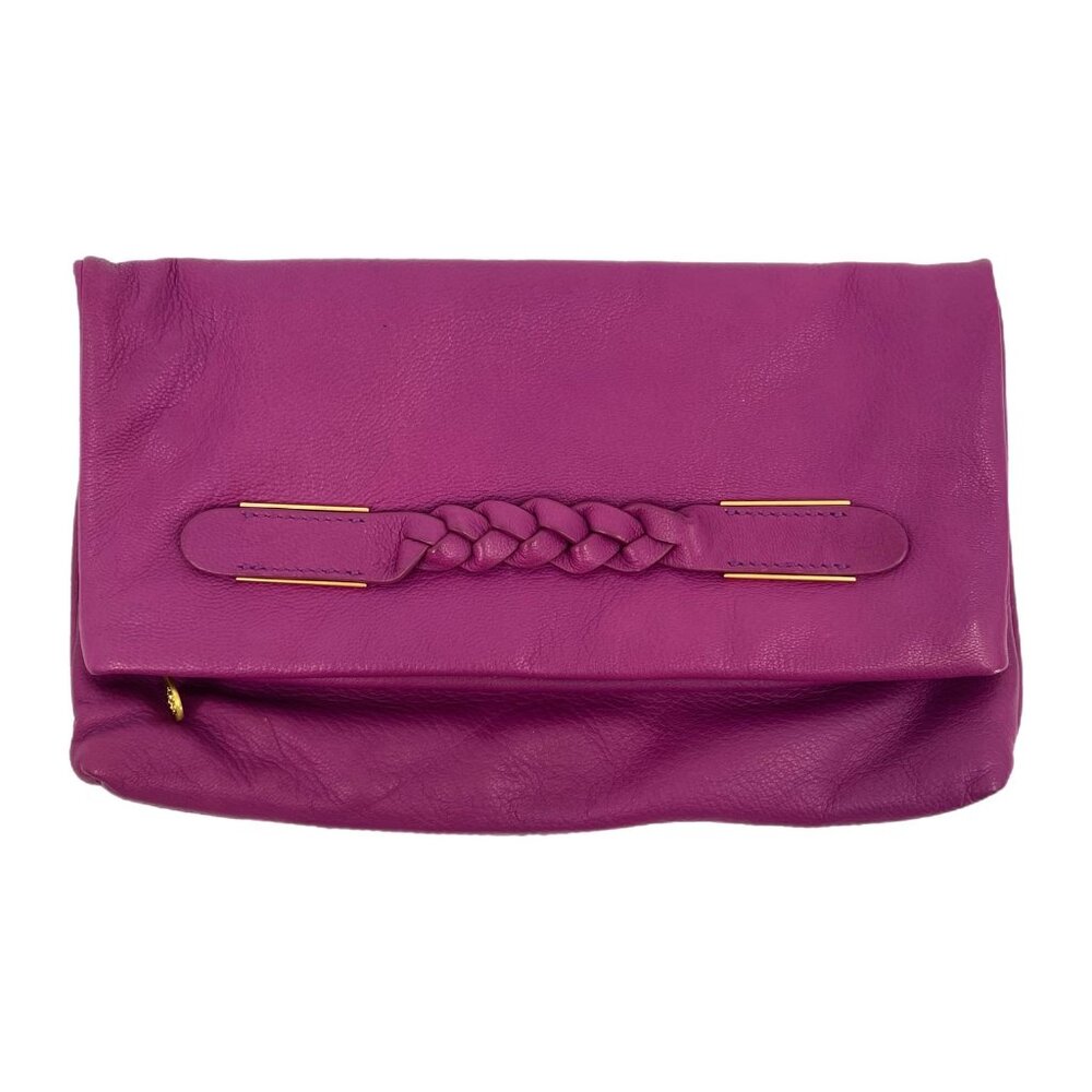 Shanghai Tang Purple Zip Leather Clutch | Small Size
